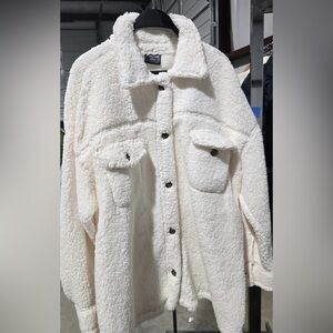 32 Degrees Heat Women's Oversized Super Soft Cozy Shirt Jacket Cream Size XL/XXL